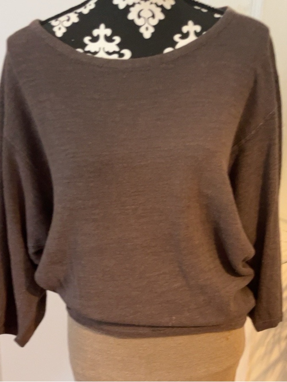 Vintage Azzedine Alaïa Paris Taupe Knit Sculptural Dolman Sleeve Top 6055